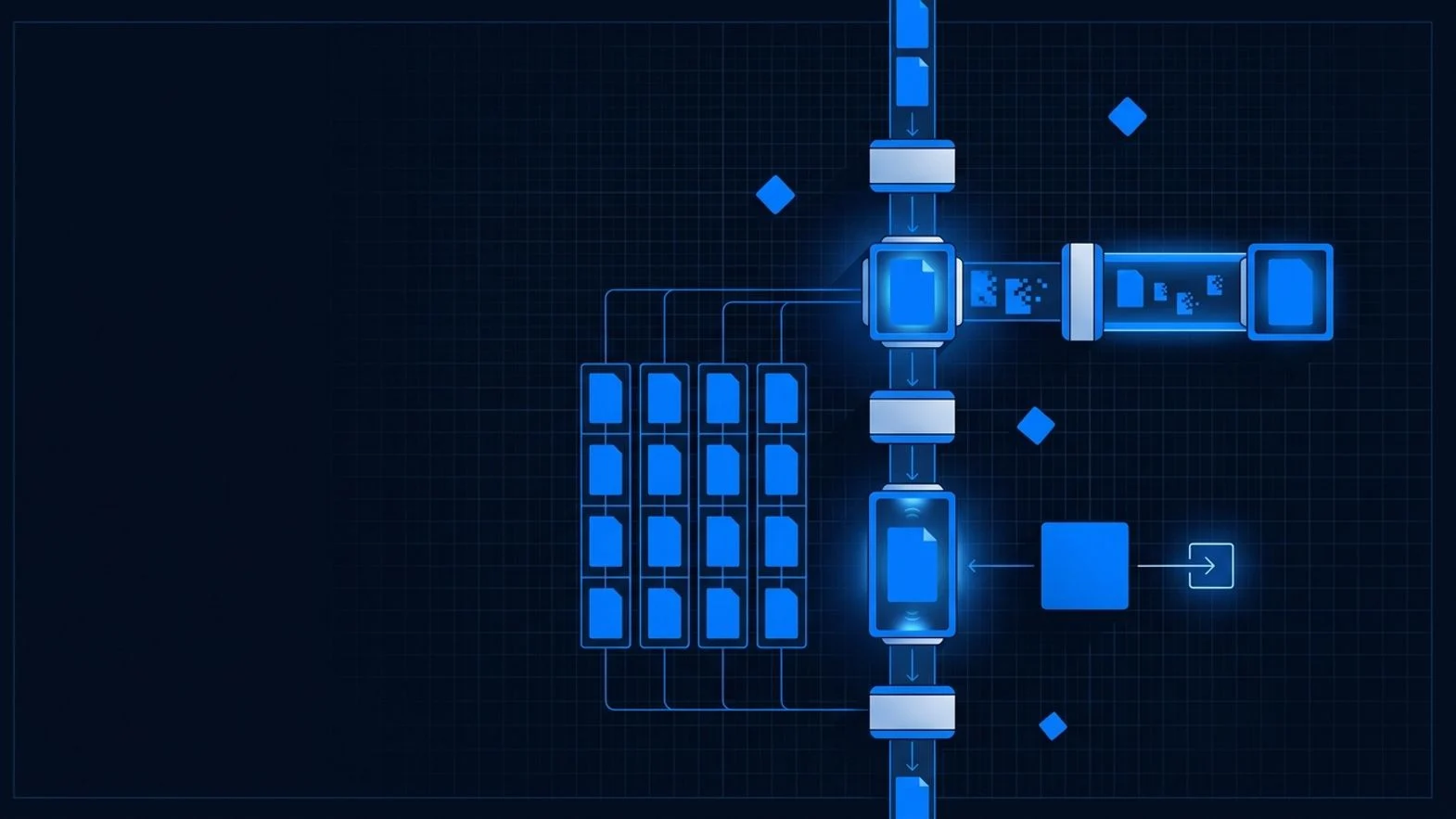 Visuel abstrait DrupaLabs : Automatiser les relances back-office avec n8n tout en gardant le contrôle grâce à des garde-fous…